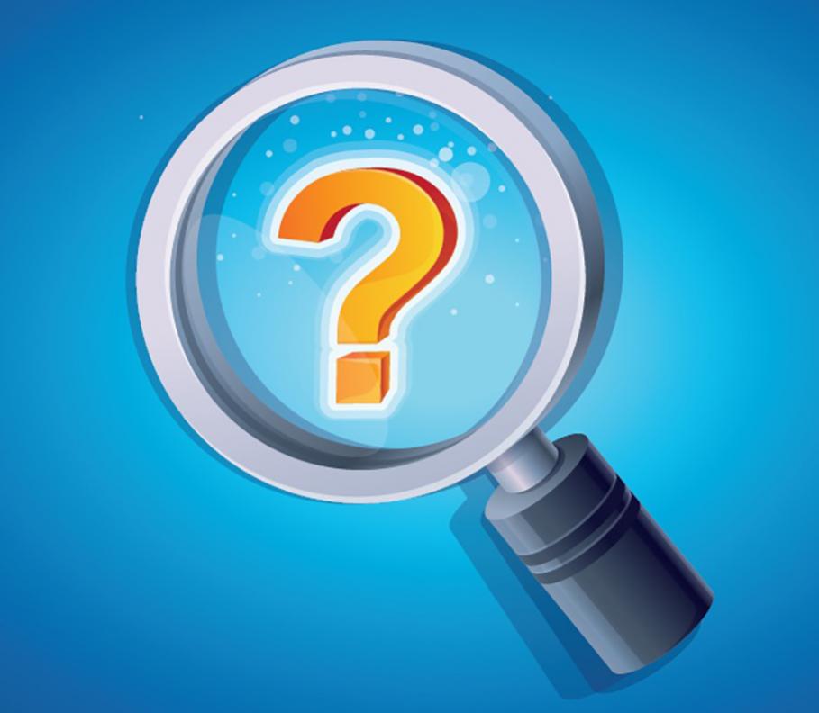 Magnifying glass with a question mark in the center