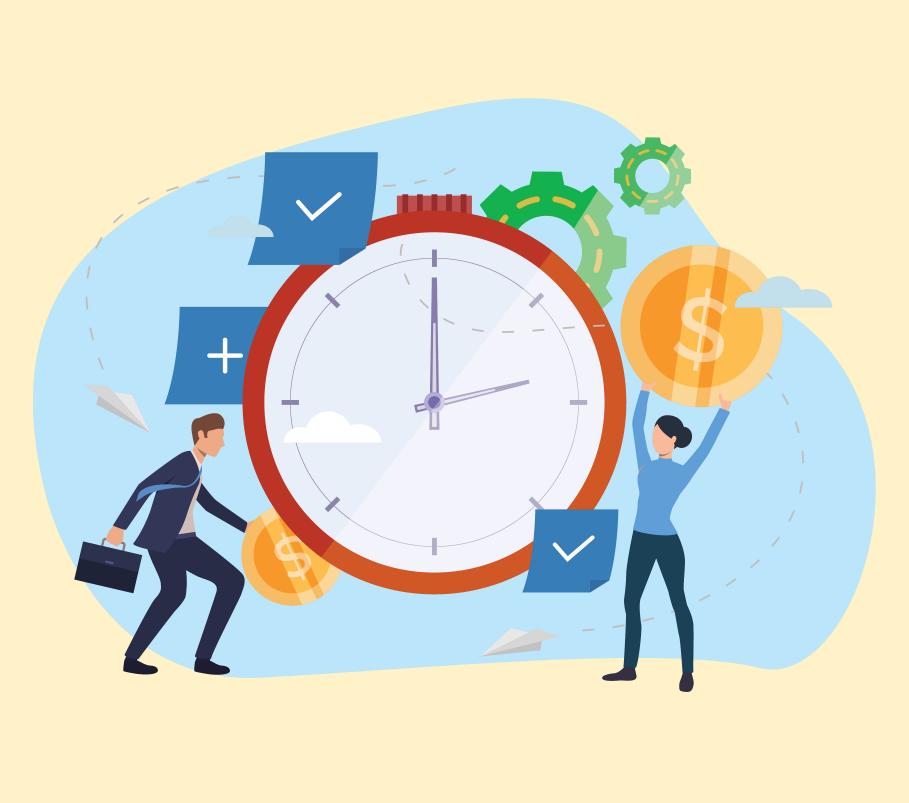 Man, woman, and clock