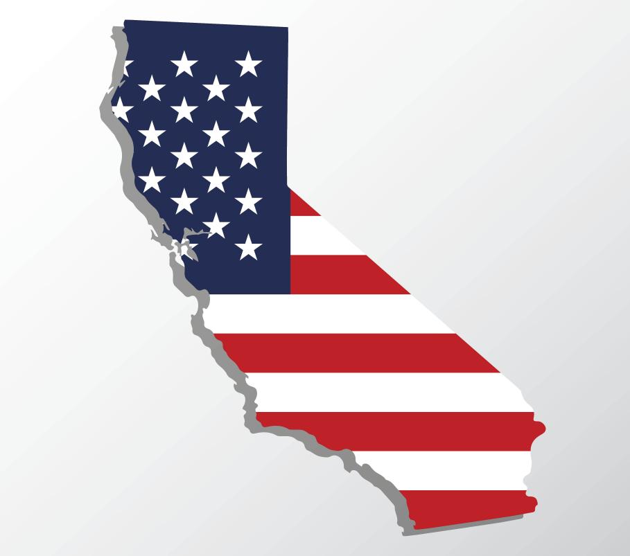 US Flag on California map