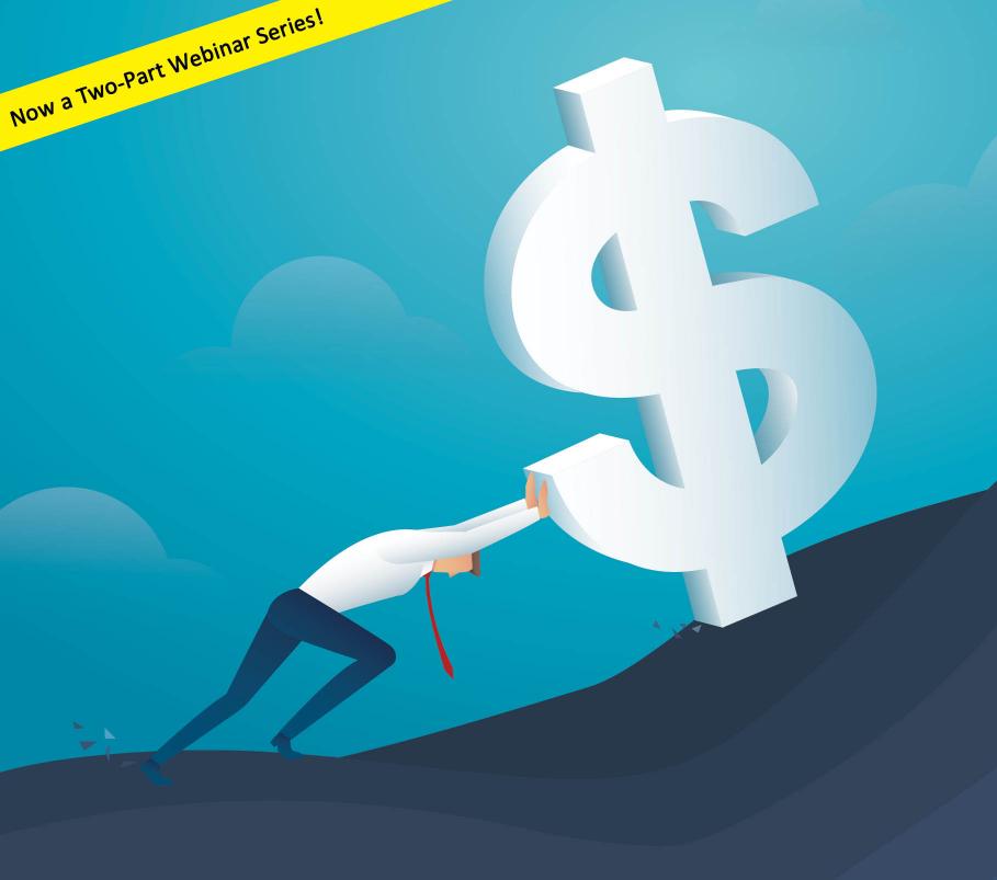 Man pushing a dollar sign up hill