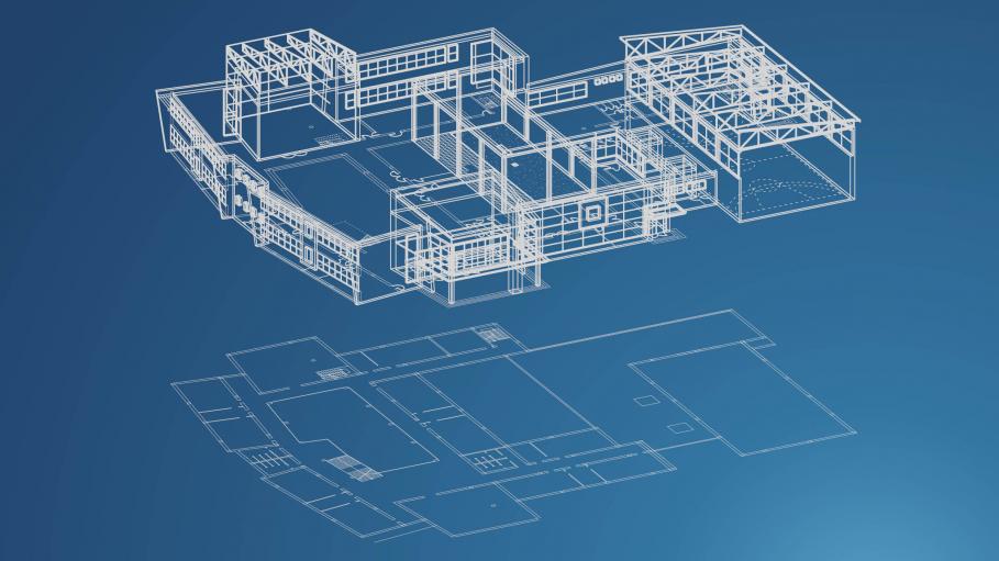 construction blueprint of large building site