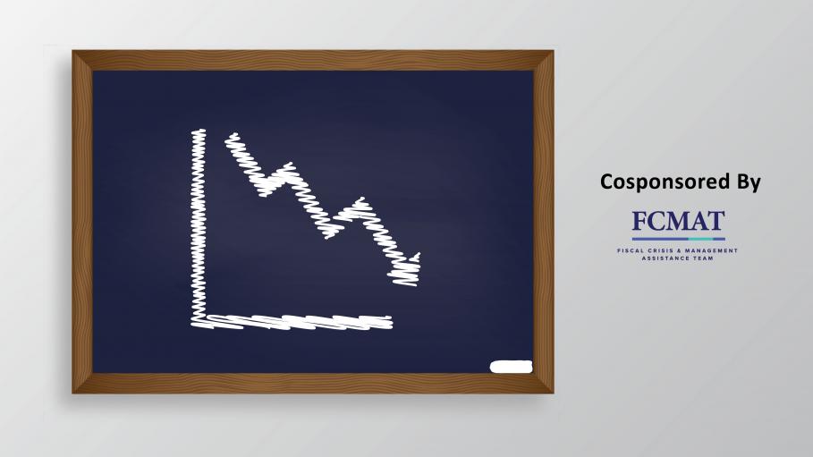 Chalkboard with graph with arrow fall downward