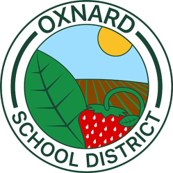 oxnard school district logo (an agriculture field and a strawberry)